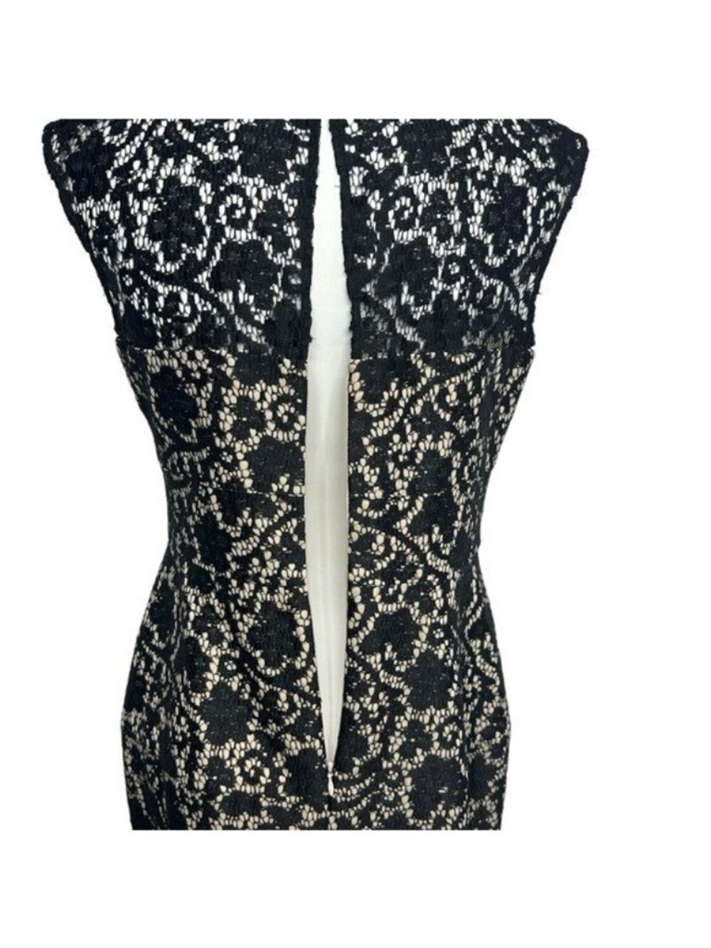 Kay Unger 8 Gown Black Lace Overlay Dress Evening Formal Full Length Cap Sleeve - Picture 7 of 15